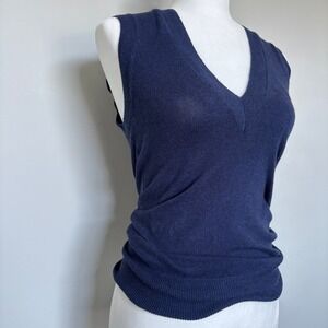 Urban Behavior Women's Size XS Sweater Vest Navy Knit Preppy Academia Officewear